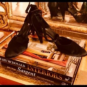 Vintage Ralph Lauren Black Satin heels.